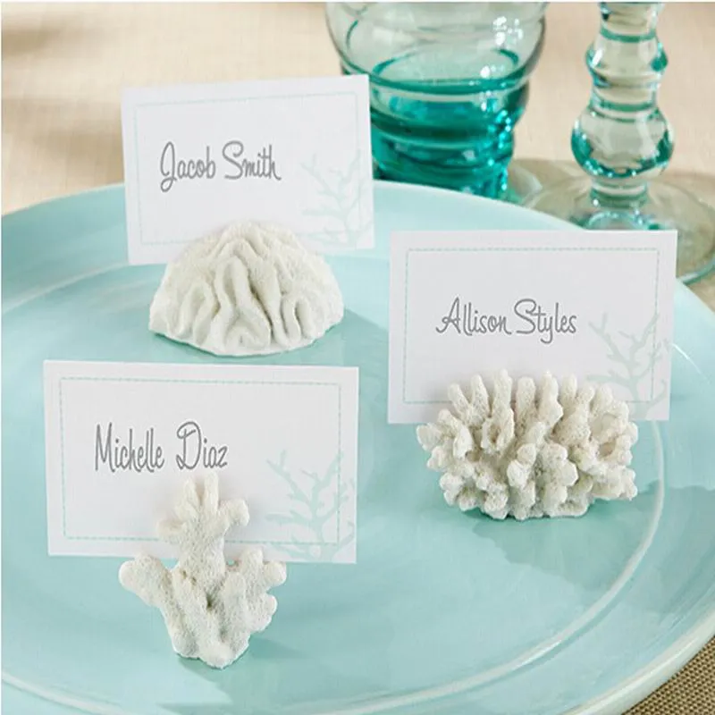 Bruiloft Gunsten en geschenken "Seven Seas" Coral Place Card Photo Holder Beach Theme Wedding Frame