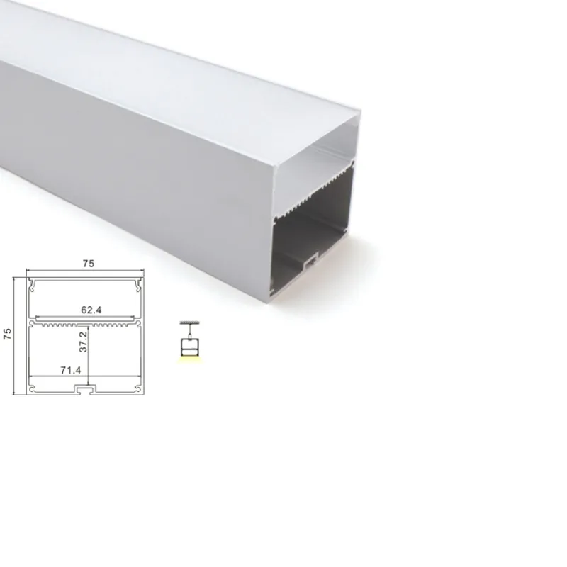 50 X 1M sets/lot U Shape led aluminium profile and Super large square alu channel for suspension or pendant light