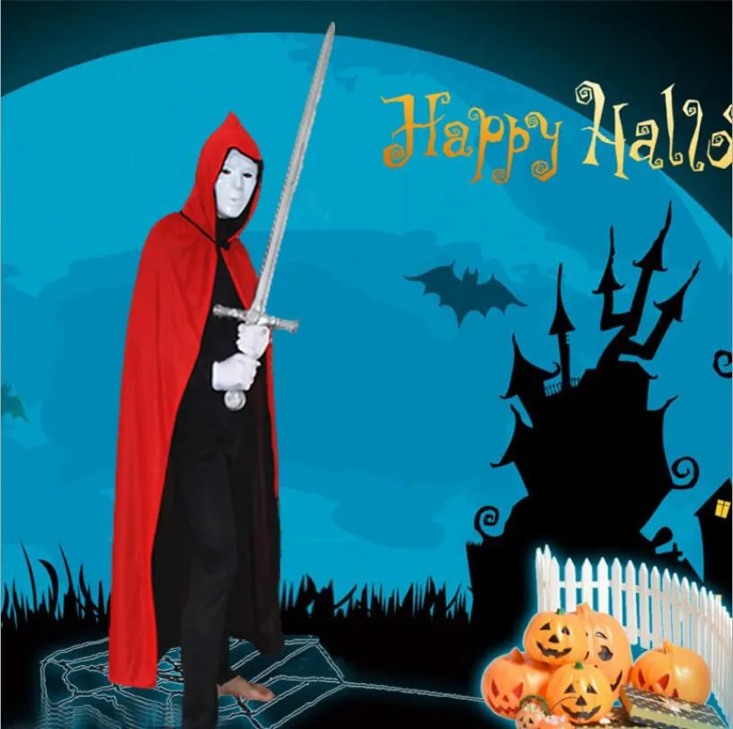 Хэллоуин косплей костюм партии мыс красный воротник двойной слой Вампирские накидки Бог смерти плащ для взрослых детей Harries POTT с капюшоном с капюшоном