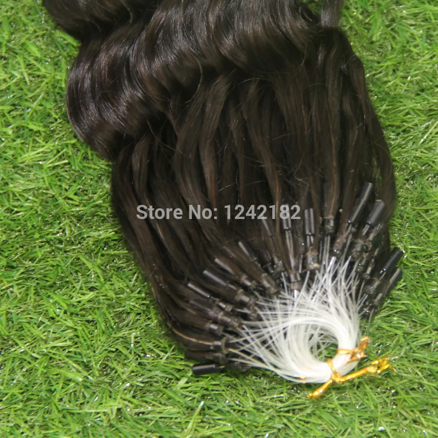 Micro Loop Ring Links virgin deep wave Human Hair Extension 1g1s 6A Unprocessed Natural Black Human Hair Micro Ring Extensions7410042