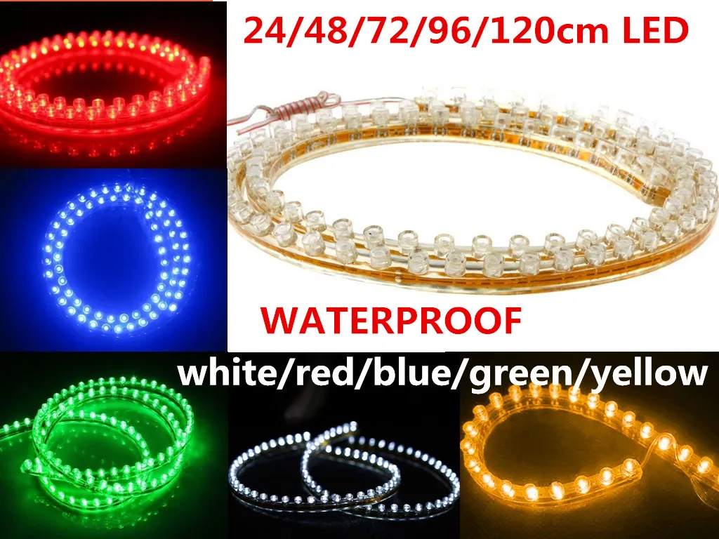 Bil LED Strip super ljus 3 mm 24 48 72 96 120cm Vattentät flexibelt båtcykelvansnummer