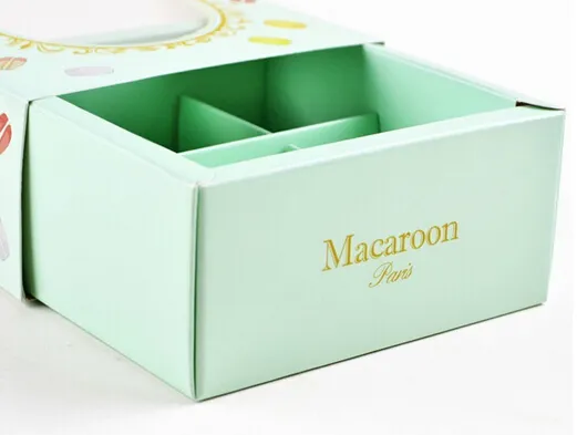 New 12*11*5.2cm Macaron cake paper box with Window Biscuits Packaging Box 