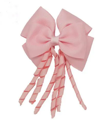 196 لون! 4inch Korker Streamer Ribbon مرنة Bobble Grosgrain Ribbon Long Korker Tail Taild Fancy Cute Hair Bow with Clip for Girls /