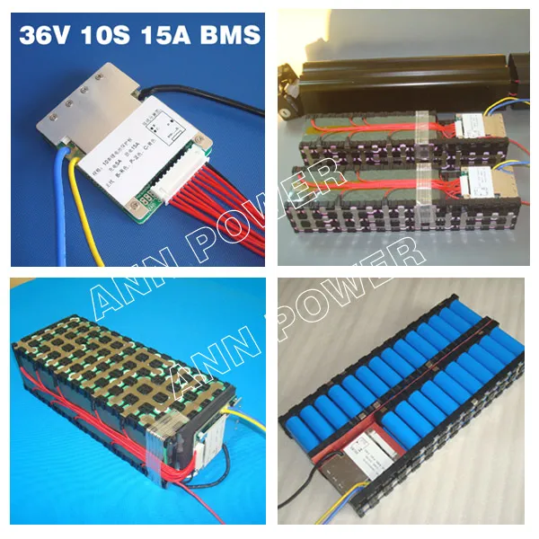 10s 36V 15A litiumbatteri BMS PCM som används för 36V 8AH 10AH 12AH och 15AH batteripaket 37V BMS PCM med balansfunktion