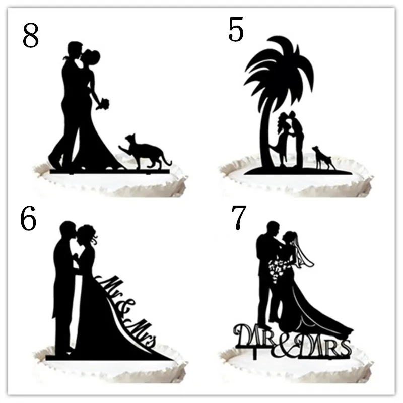 Family Cake Topper Bride and Groom Hand con su lindo Hijo Silhouette de la boda Topperpara la opción 7110520