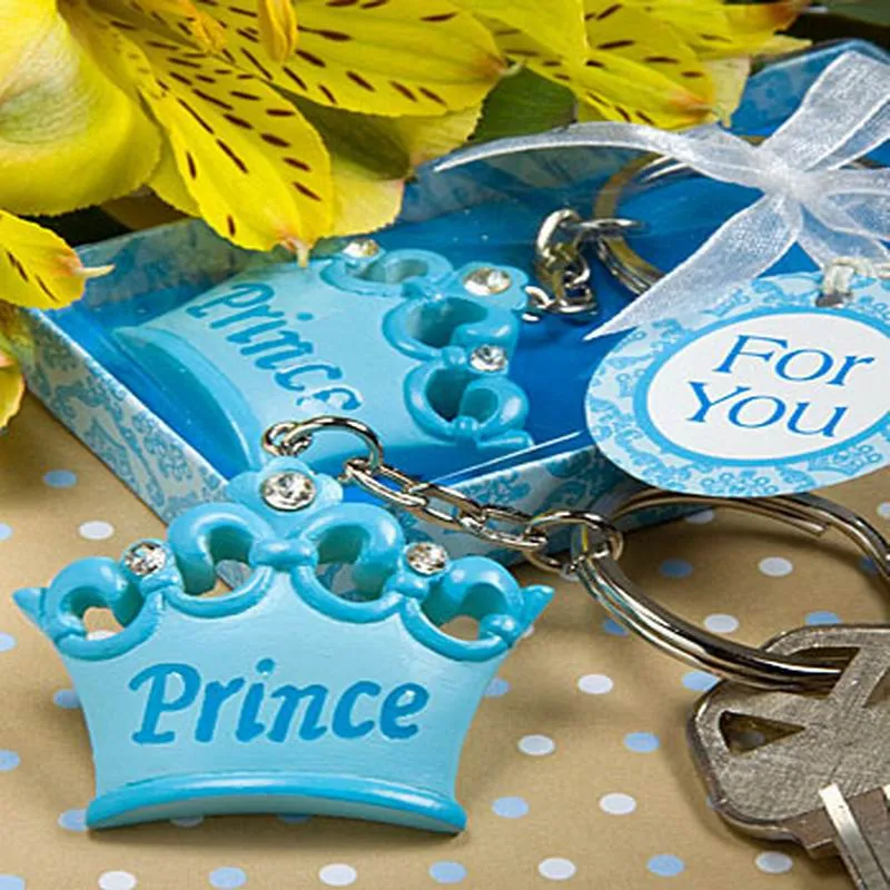 Blue Pink Crown Themed Princess Sleutel Hangers Bruiloft Baby Gunst Goede Gift voor Baby Douches