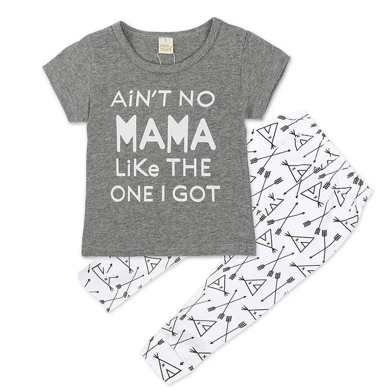 Baby Boys Mamas Boy Short Sleeve T-Shirt Tops Geometric Pants Clothes Set 