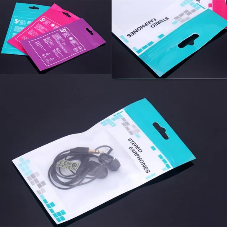 16 * 9 cm Zipper Plastic Retail Package Emballage Sac Boîte pour Écouteur Casque Câble USB Accessoires de téléphone Iphone 6 6S Plus SE 5S Samsung S7 S6