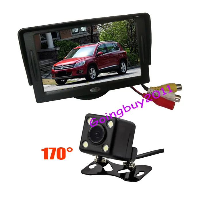 3 Car LCD Monitor & Wide Angle Automotive Rear View Camera Kit 5-Piece ...