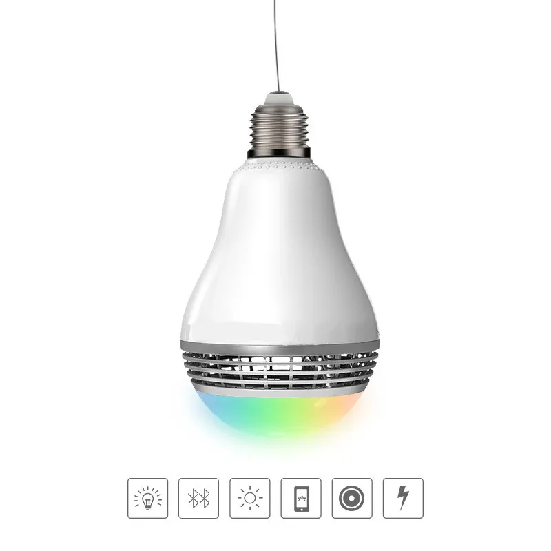 Sem fio bluetooth luz alto-falante e27 rgb 6w lâmpada led bluetooth 40 app lâmpada de iluminação inteligente colorido regulável alto-falante luzes bulb8483101