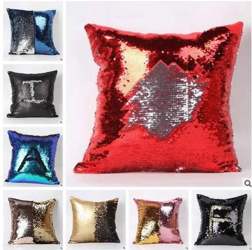 Double Pailletten Kussensloop 13 Kleuren Kerstmeermin Bright Sequin Pillow Sequin Reversible Kerstkussens Home Decoratieve kussensafdekkingen