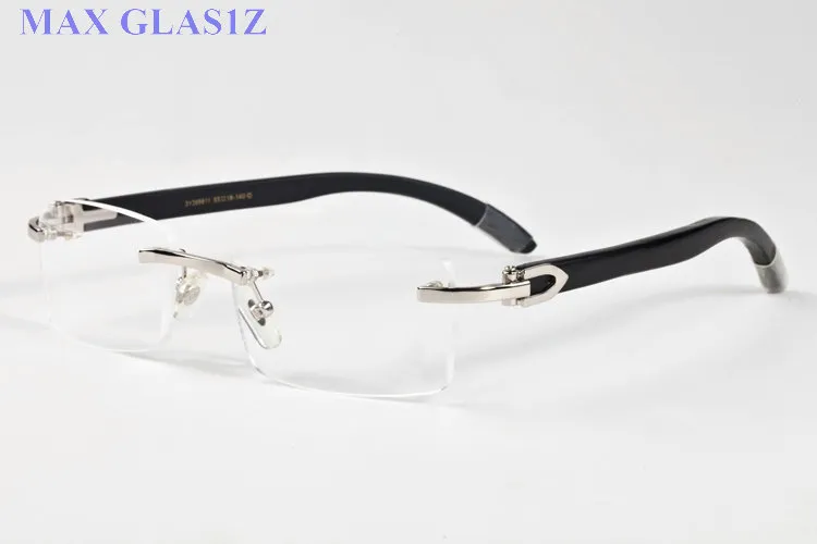 Sälj Well New Style Mens Brand Outdoor Sports Trä Solglasögon Mode Designer Classic Rimless Buffalo Horn Glasögon med låda