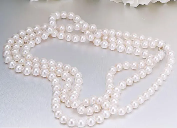 Magnifique collier de perles blanches naturelles des mers du sud de 9 à 10 mm, 38 pouces en or 14 carats