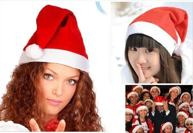 New Christmas Cosplay Hats Thick Ultra Soft Plush Santa Claus hat 28*37cm Cute adults Christmas cap Christmas Supplies