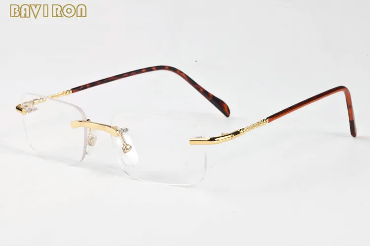 Acquista Con Scatola 2017 Occhiali Da Sole Senza Montatura Oro Filamenti In  Metallo Argento Lenti Trasparenti Occhiali Da Sole Da Uomo Donna Occhiali  Da Sole Lunettes De Soleil A 17,47 € Dal
