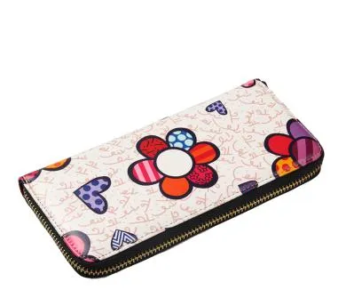 2017 mais novo design avançado de design feminino zíper em torno da carteira Padrão de flores Feminino Bolsas de bolsas retrô carteira