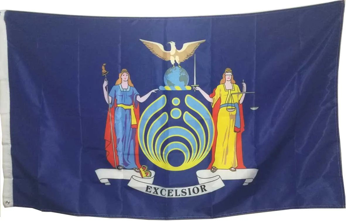 Banner decorativo in poliestere 100D con bandiera New York Bassnectar da 9,1 x 1,5 m, con due occhielli in metallo