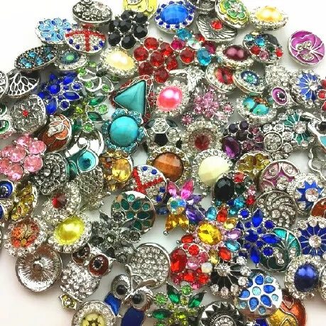 Wholesale 18MM Ginger Snap Button Rhinestone Mixed Style Fit For Noosa Leather Bracelets Necklace Jewelry DIY Accessories