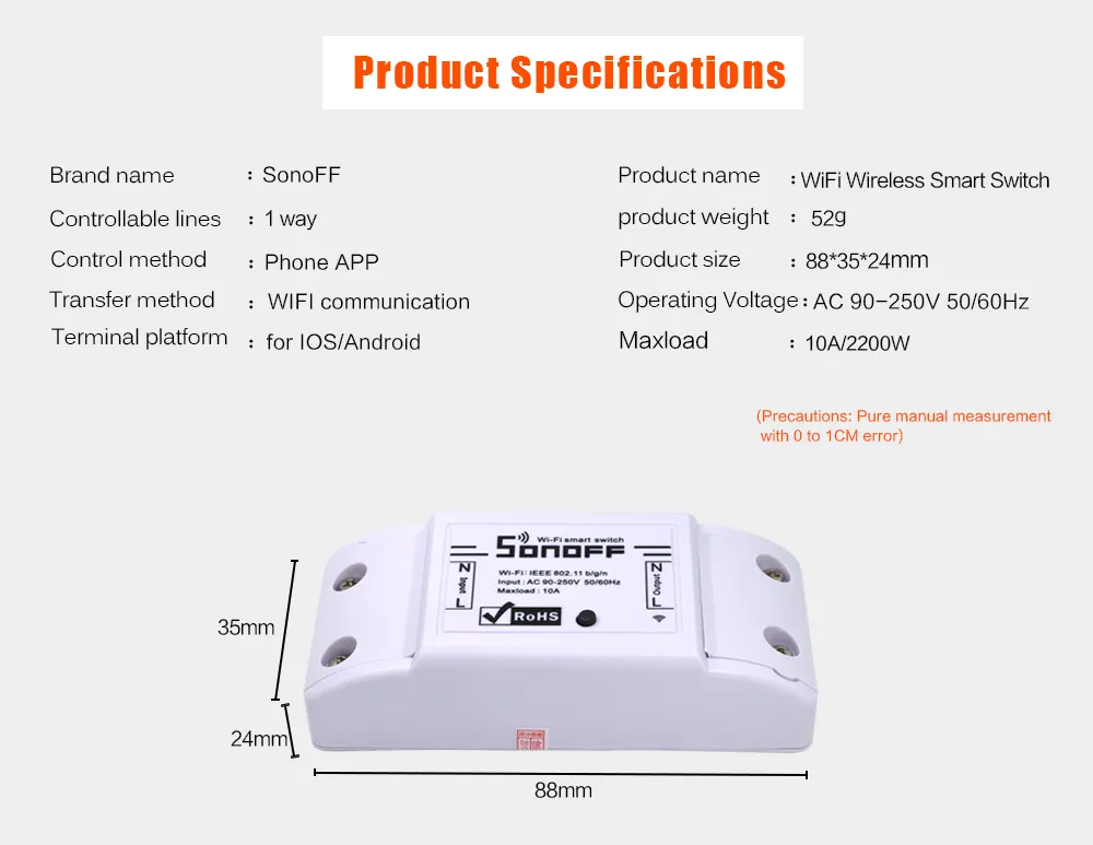 Acheter 1CH Matter Mini Module de commutateur WiFi intelligent bricolage  Module de commutateur de relais intelligent commutateur 10A pour maison  intelligente