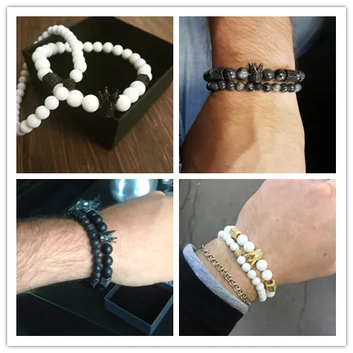 2stMärke Mode Pave CZ Män Armband Strängar 8mm Matte Pärlor med Hematit Bead Diy Charm För Handledsrem tillbehör Present Alla hjärtans dag Semester Jul