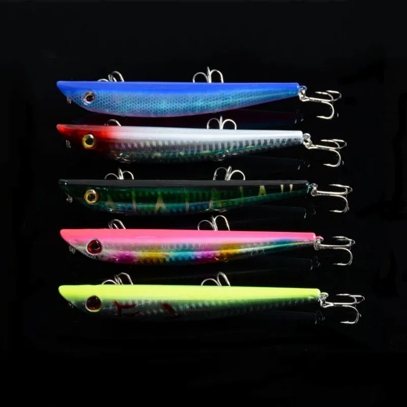 5 цветных пластиковых попперных рыболовных приманок Bass Crank Bait Top Water Rattles 3D Eyes Рыболовные приманки Crankbait Tackle 16,9 г 12 см / 4,72 дюйма