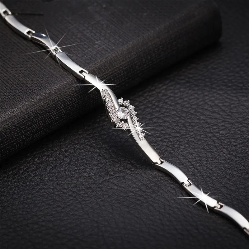 Women Foot Anklet Link Jewelry 18K Yellow/Whit Gold Plated CZ Anklets for Girls Women for Wedding Party Drop Shipping