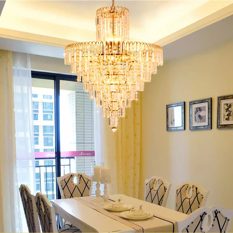 LED Modern Crystal Chandelier Gold Crystal Chandeliers Lights Fixture Home Indoor Dining Room Hotel Hall Restaurant Droplight Hanging Lamps