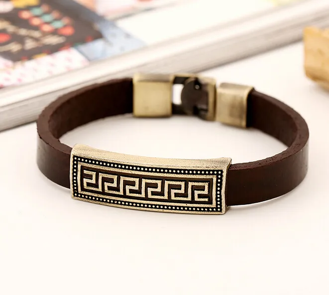 Fashion national wind! 100% vintage leather bracelet boy/man alloy Generous contracted leather bracelet Drop shipping