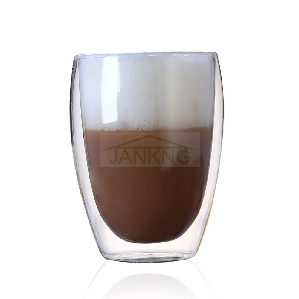 jankng 1個耐熱ダブルウォールガラスカップビールのコーヒーカップセット手作り創造的なビールマグティーマグカップ透明な飲み物無料hacepin