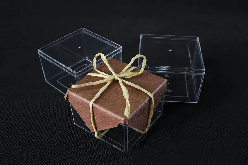 9.5 * 9.5 * 6.5cm Plástico Grau de Alimentos PS Bolo Clear DIY Cookies Box Biscoito Embalagem Caixa De Doces Recipiente ZA4552