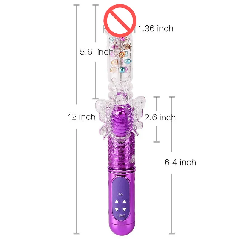 Ładunek USB Butterfly TELescopic Rotacyjne koraliki 36froquency g wibrator Dildo stymulator stymulatora masażer zabawek seksu dla kobiet7773570