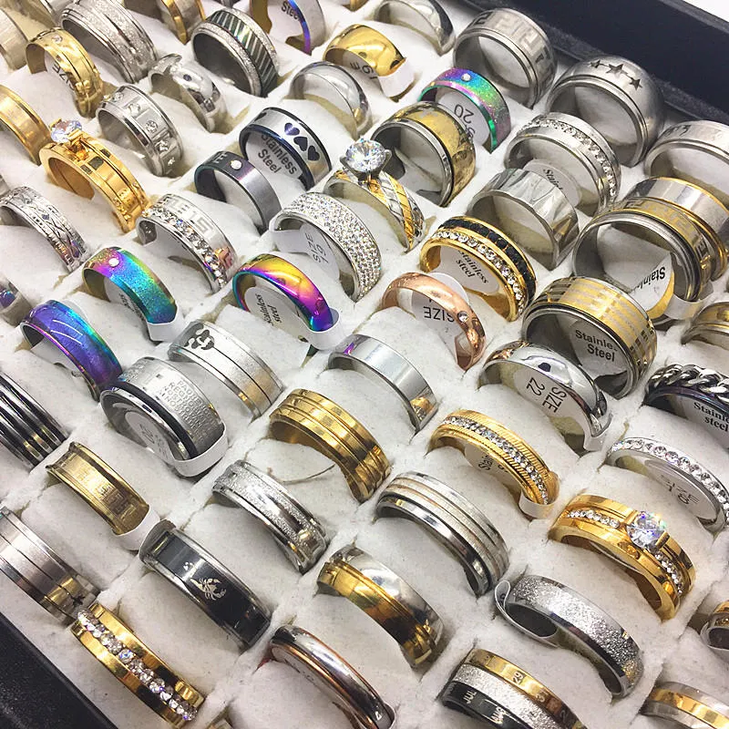 Lotto 100 Anelli Misti In Acciaio Inox Con Conchiglia Abalone – Multicolor, Uomo Donna