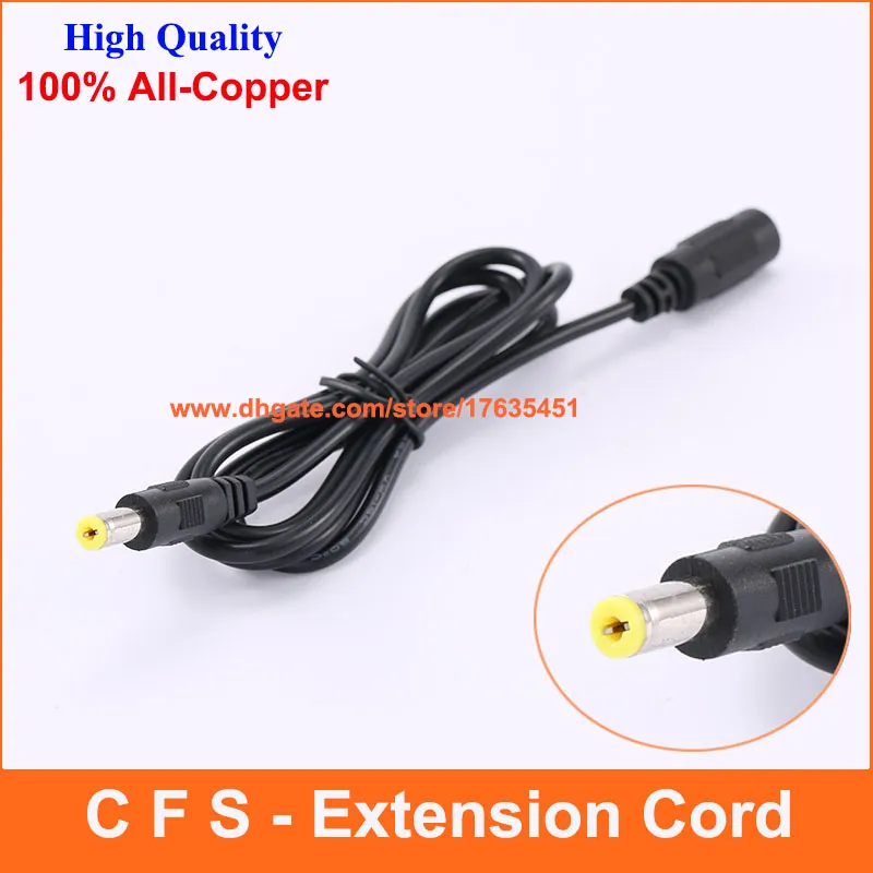 100 pcs DC Power Feminino para macho plugue adaptador de cabo DC cabo de extensão 5/3 / 1 metro 5.5mm x 2.1mm frete grátis