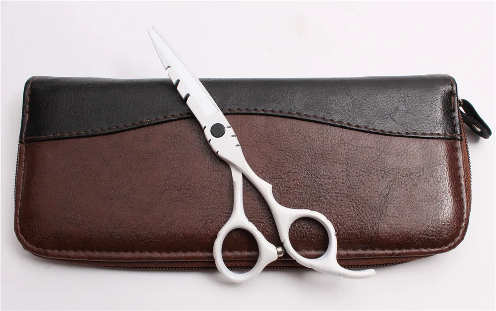 C1010 6quot Japan Customized Logo White Professional Human Hair Scissors Barber039s Hairdressing Scissors Cutting Thinning Sh4841694