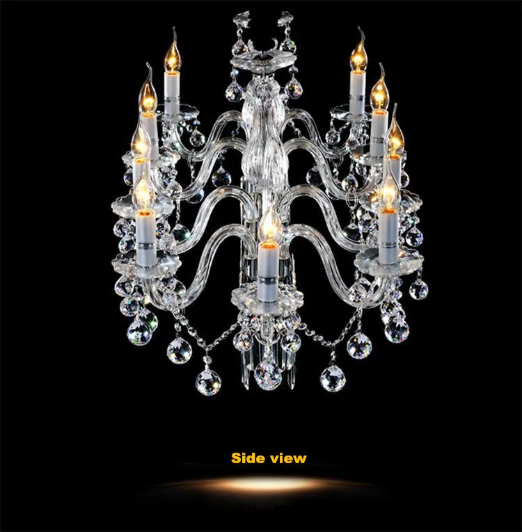 Retângulo Cristal Modern Chandelier Luminária 12 Luzes de vidro Candelabro Iluminação Luster de suspensão jantar sala de L.40