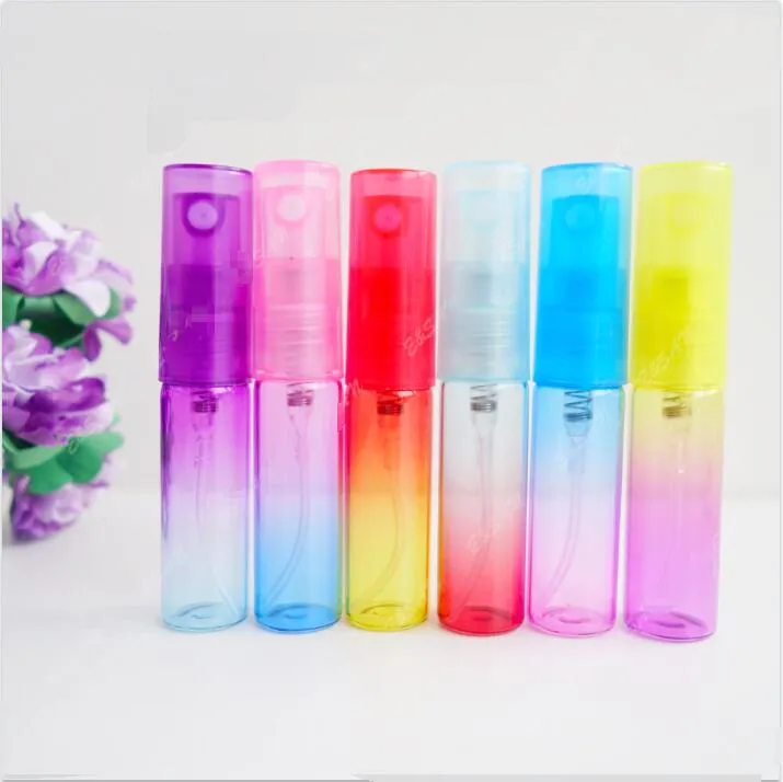 5ML Gradient Color Mini Perfume Pump Atomizer Refillable Fine Mist Colorful Glass Spray Empty Bottle 5Gram Travel Size