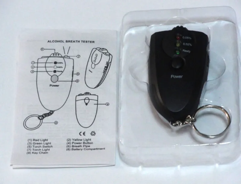 Mini Alkohol Tester Digital Alkoholtester Schlüsselanhänger Alkohol Tester  Alkohol Atem Analyze Tester mit Taschenlampe Freies Verschiffen