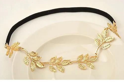 Europeisk stil mode oliv filial hår tillbehör härlig kedja elastisk guld blad hårband huvudband för eleganta kvinnor dhf060