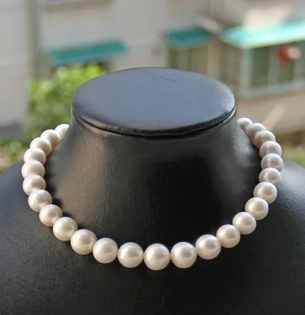 Charmig 10-11mm Vit South Sea Natural Pearl Necklace 18 tum S925 Silver