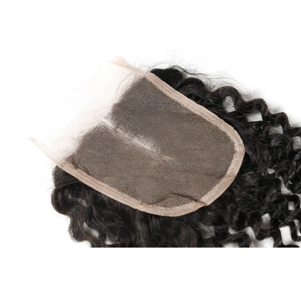 7a remy afro kinky encaracolado cabelo virgem fechamento de renda ou parte do meio com 3 pacotes brasileiro kinky encaracolado cabelo humano huaman cabelo 1173369