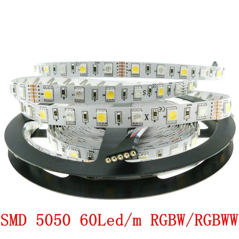 LED Şerit 5050 RGBW DC12V 60 LED / M RGB + Beyaz / RGB + Sıcak Beyaz Esnek LED Işık 5m / lot