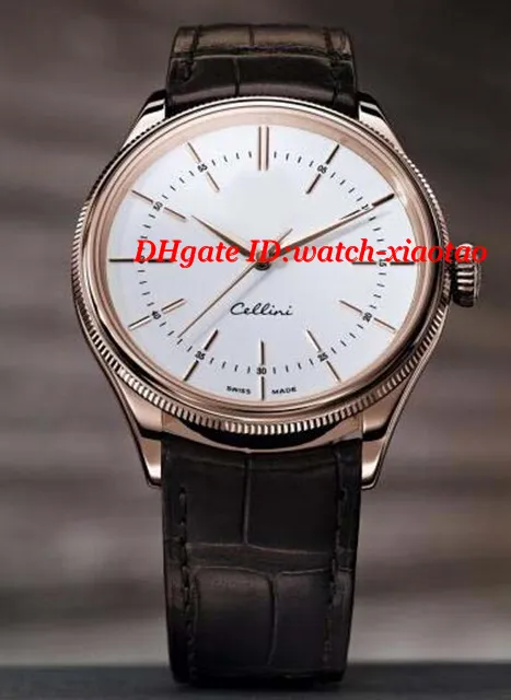 Luksusowy czas na rękę 50505 Auto 39mm Rose Gold White Dial Mens Pasek Zegarek Tang Automatyczne Mechaniczne Zegarki Zegarek męski Najwyższej Jakości