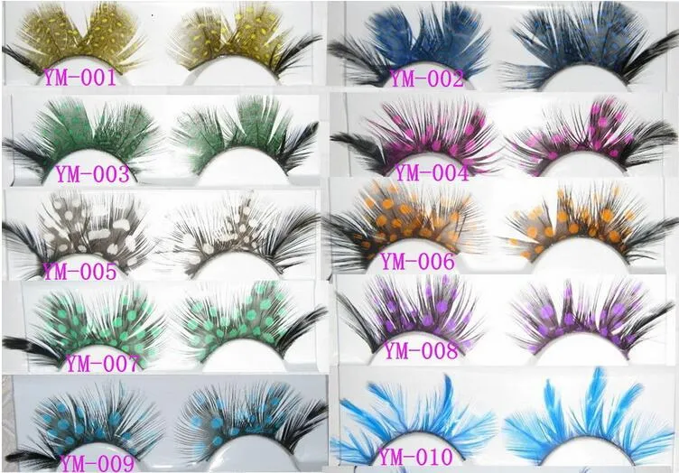 Moda Cores Cosplay Pena Cílios Falsos Trajes de Festa Falso Eye Lashes Ferramentas de Maquiagem Extensão de Cílios de Penas