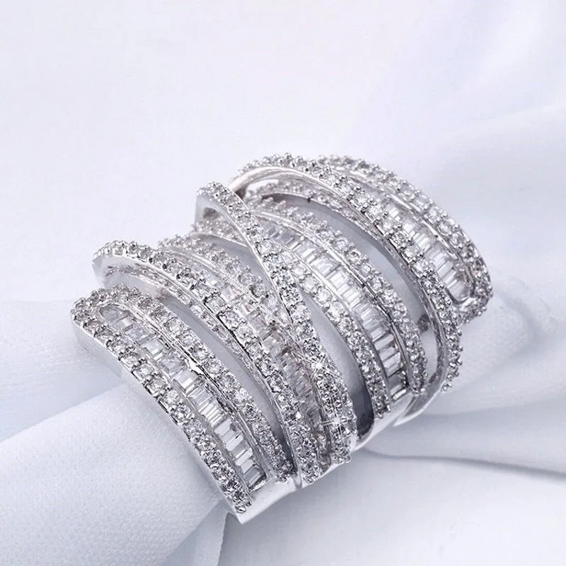 Jóias de luxo com corte princesa completo 925 prata esterlina prata esterlina 925 branco safira diamante simulado pedras preciosas casamento feminino anel Sz5-11