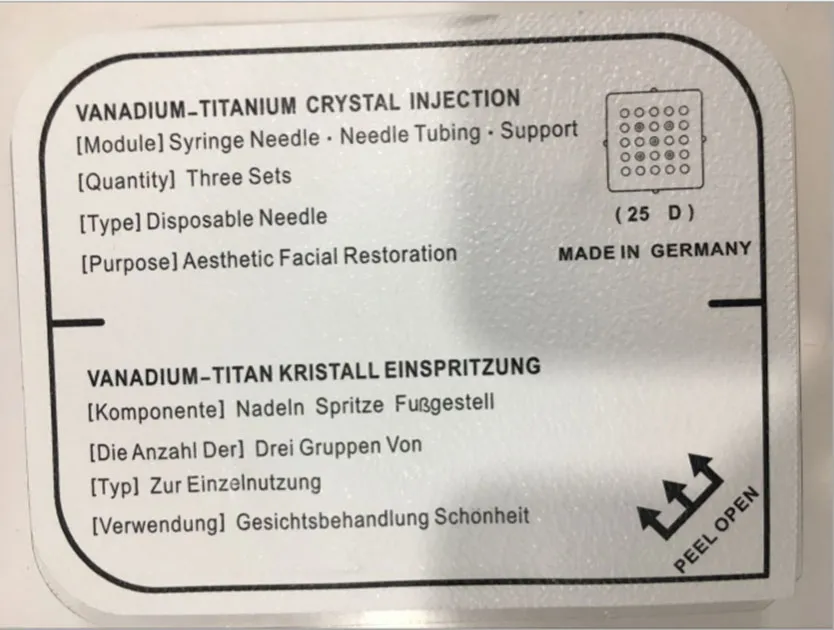 Cartouche d'aiguille en cristal de titane de vanadium pour le dispositif d'injection à haute pression blanchissant la peau pistolet méso de mésothérapie gratuit