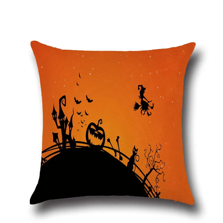 Halloween Pumpkin Witch Cushion Cover Cartoon Halloween Style Pillow Cover Home Decorative Cushion Cases Festival Gift YLCM