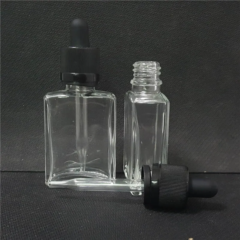 30mlクリアガラスドロッパーボトルエッセンシャルオイルE液体の空の30 mlの正方形のボトルボトルの瓶のためのvape sigaretta elettronicaジュース