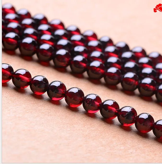 3A 4A 5A 6A Garnet Beads Rodada Pure Natural Cristal Semi-acabados Frisado Pulseiras DIY acessórios de jóias