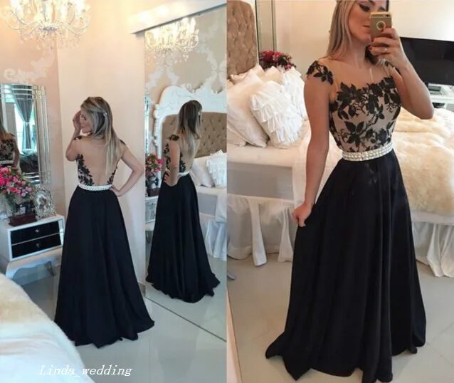 2019 Modest Prom Sukienka Wysokiej Jakości Backless Długie Koronki Perły Formalna Specjalna okazja Dress Evening Party Gown Plus Size Vestidos de Festa