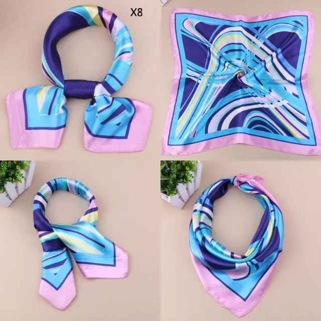 Work Uniforms Imitation Small Silk Scarves Tasteful Women Printing Pattern Square Scarf Satin Towel 60X60CM